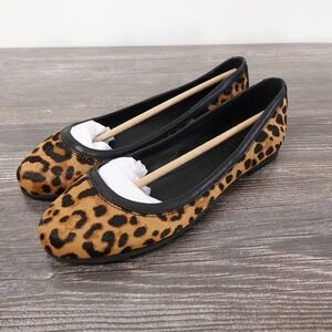 New! Frye Shoes Womens Size 6 Brown Leopard Carson Ballet Haircalf Flats Sample